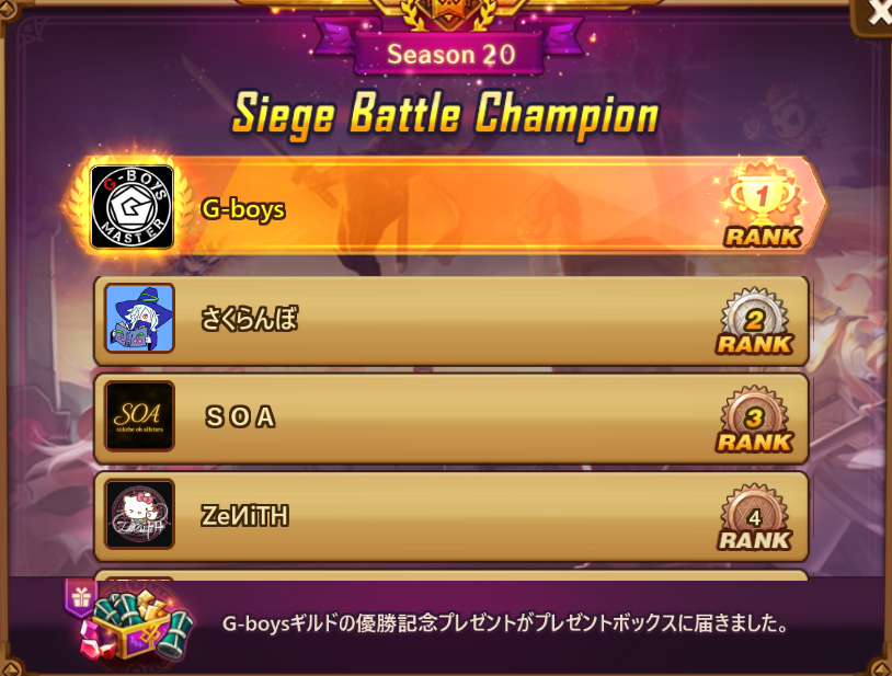 占領戦トーナメント シーズン20 結果